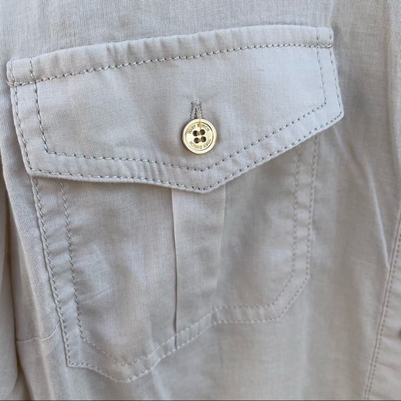 Tory Burch Women's Brigitte Tab Sleeve Button Down Shirt Blouse Semi Sheer Sz 8 - Picture 10 of 10